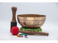Tibetan Mantra Focus Singing Bowl with Double Dorje & Buddha Eyes
