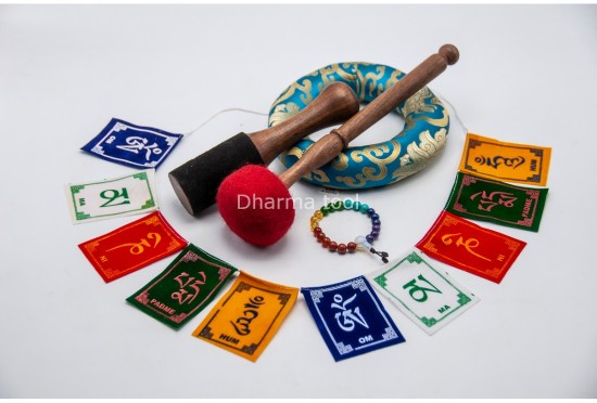 Flower of Life Tibetan Singing Bowl with Ashtamangala & Tibetan Mantra – Multiple Size Options