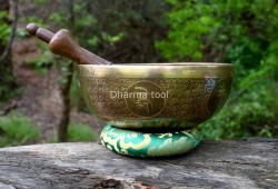 Chakra Symbol Etched Tibetan Singing Bowl – Multiple Size Option