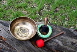 Chakra Symbol Etched Tibetan Singing Bowl – Multiple Size Option