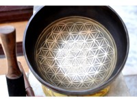 Flower of Life Etched Tibetan Singing Bowl – Antique Copper Finish – Multiple Size Option