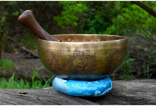Hindu OM Etched Tibetan Singing Bowl – Multiple Size Option