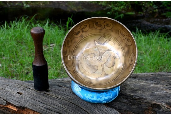 Hindu OM Etched Tibetan Singing Bowl – Multiple Size Option