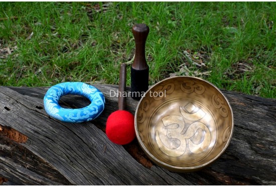 Hindu OM Etched Tibetan Singing Bowl – Multiple Size Option