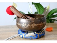 6.5-Inch Diameter Copper Finish Tibetan OM Singing Bowl – Koprebati Type with One-Line Mantra