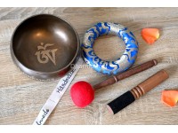 6.5-Inch Diameter Copper Finish Tibetan OM Singing Bowl – Koprebati Type with One-Line Mantra