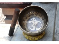 Hindu Om Etched Tibetan Singing Bowl – Natural Finish (Multiple Size Options)