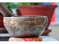 7 Chakra Symbols Engraved Tibetan Singing Bowl – Old Finish (Multiple Size Options)