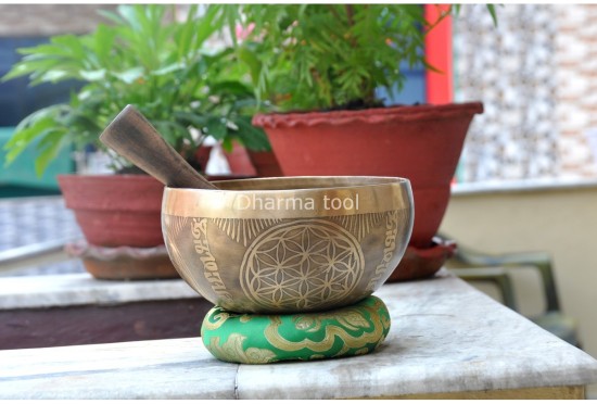 Seed of Life Sacred Geometry Tibetan Singing Bowl – Multiple Size Options