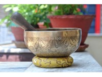 Hindu OM On Lotus & Chakra Symbols Singing Bowl – Multiple Size Options
