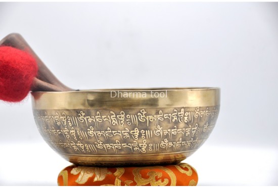 Lotus Flower Mantra Tibetan Singing Bowl – Handmade Himalayan Sound Healing Bowl