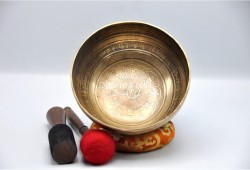 Lotus Flower Mantra Tibetan Singing Bowl – Handmade Himalayan Sound Healing Bowl