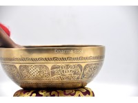 Eight Auspicious Symbols Tibetan Singing Bowl – Lotus & Star Center with Dorje Back Design