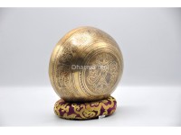 Eight Auspicious Symbols Tibetan Singing Bowl – Lotus & Star Center with Dorje Back Design