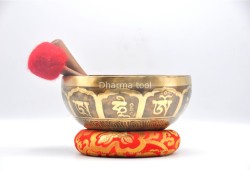 Om Mani Padme Hum Tibetan Singing Bowl with Potala Gate & Buddha Eyes