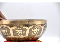 Om Mani Padme Hum Tibetan Singing Bowl with Potala Gate & Buddha Eyes