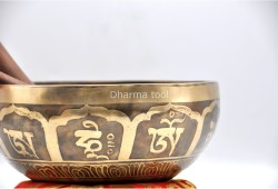 Om Mani Padme Hum Tibetan Singing Bowl with Potala Gate & Buddha Eyes