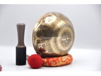 Om Mani Padme Hum Tibetan Singing Bowl with Potala Gate & Buddha Eyes