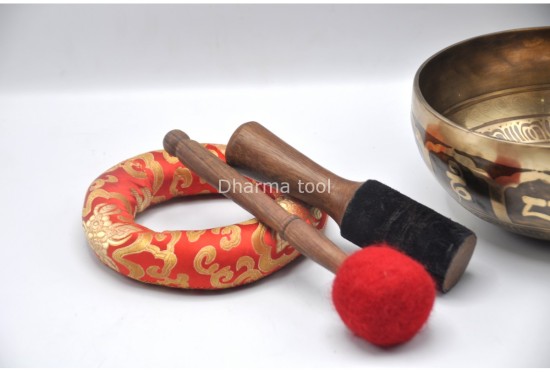 Om Mani Padme Hum Tibetan Singing Bowl with Potala Gate & Buddha Eyes