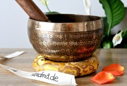 6.5-Inch Koprebati Tibetan Singing Bowl – Full Mantra Etched with Double Dorje & Tibetan OM (Handmade)