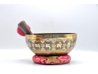 Flower of Life Tibetan Singing Bowl with Mantra Engravings & Mandala Back Design