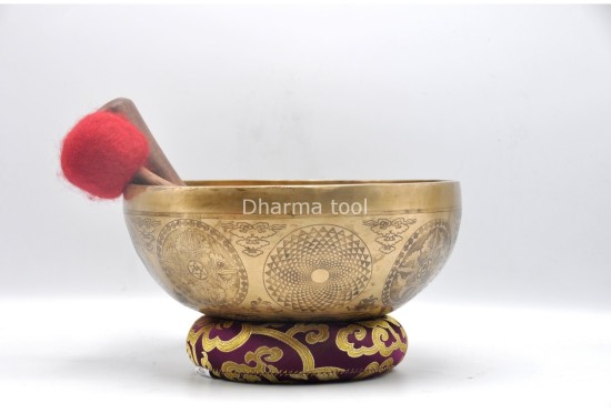Dharmachakra Buddha Tibetan Singing Bowl – Hand-Etched by Thanka Artists