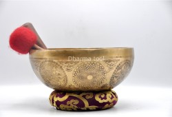 Dharmachakra Buddha Tibetan Singing Bowl – Hand-Etched by Thanka Artists