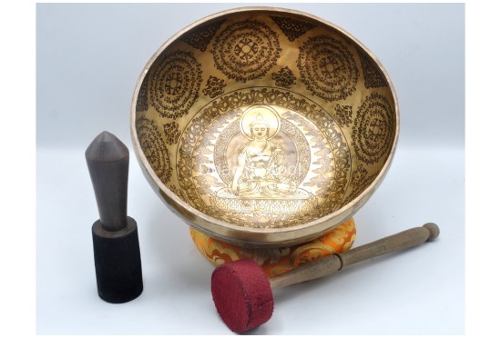 Akshobhya Buddha Tibetan Singing Bowl – Hand-Etched by Master Thanka Artists