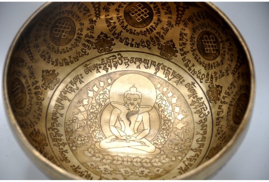 Samantabhadra Yab-Yum Tibetan Singing Bowl – Hand-Etched by Master Thanka Artists
