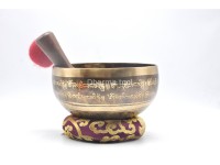 Tibetan Mantra Wheel Singing Bowl with Endless Knot Design