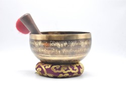 Tibetan Mantra Wheel Singing Bowl with Endless Knot Design