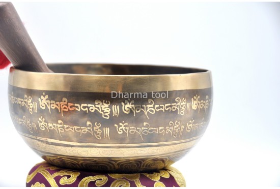 Tibetan Mantra Wheel Singing Bowl with Endless Knot Design