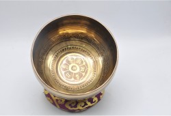 Tibetan Mantra Wheel Singing Bowl with Endless Knot Design