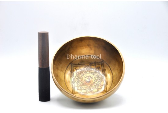 Unique Sacred Symbol Tibetan Singing Bowl – Mandala, Endless Knot & Hindu Om Fusion