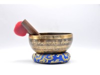 Green Tara Tibetan Singing Bowl with Mantra Engravings & Endless Knot Design