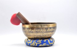 Green Tara Tibetan Singing Bowl with Mantra Engravings & Endless Knot Design