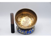 Green Tara Tibetan Singing Bowl with Mantra Engravings & Endless Knot Design