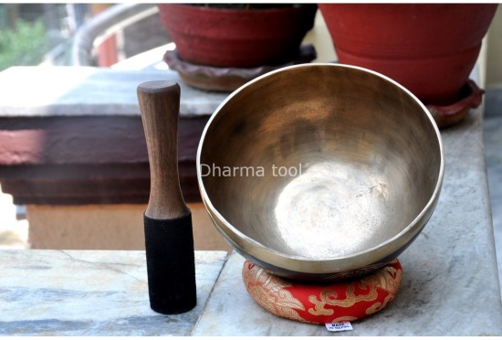 Handmade Flower of Life Tibetan Singing Bowl – Black Painted & Gold Interior (7"–12")