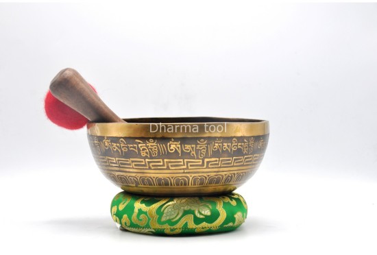 Samantabhadra Yab-Yum Tibetan Singing Bowl with Om Mani Padme Hum Mantra & Endless Knot Design