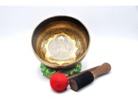 Samantabhadra Yab-Yum Tibetan Singing Bowl with Om Mani Padme Hum Mantra & Endless Knot Design
