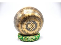 Samantabhadra Yab-Yum Tibetan Singing Bowl with Om Mani Padme Hum Mantra & Endless Knot Design