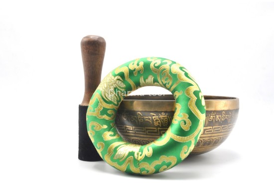 Samantabhadra Yab-Yum Tibetan Singing Bowl with Om Mani Padme Hum Mantra & Endless Knot Design