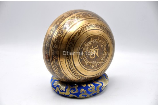 Akshobhya Buddha Tibetan Singing Bowl with Tibetan Mantra & Tibetan Om Design