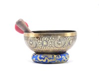 Lotus Flower Tibetan Singing Bowl with Om Mani Padme Hum Mantra & Shatkona Symbol