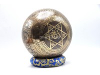 Lotus Flower Tibetan Singing Bowl with Om Mani Padme Hum Mantra & Shatkona Symbol