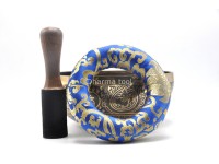 Lotus Flower Tibetan Singing Bowl with Om Mani Padme Hum Mantra & Shatkona Symbol