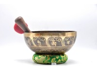 Green Tara Tibetan Singing Bowl with Om Mani Padme Hum Mantra & Double Dorje Design
