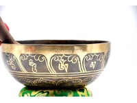 Green Tara Tibetan Singing Bowl with Om Mani Padme Hum Mantra & Double Dorje Design