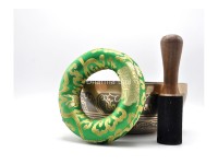 Green Tara Tibetan Singing Bowl with Om Mani Padme Hum Mantra & Double Dorje Design