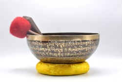 Akshobhya Buddha Tibetan Singing Bowl with Om Mani Padme Hum Mantra & Mantra Mandala Design